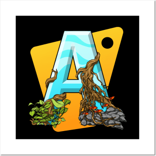 Aquascape in Letter A with Background Posters and Art